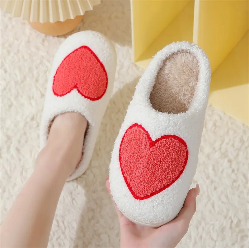 SaneShoppe - Women's Cartoon Slippers Winter Female Home Fluffy Shoes Indoor Plush Cute Red Love Flip - flops Warm Bedroom Slides Wholesale