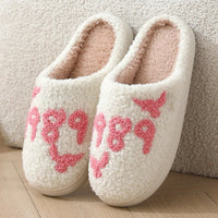 SaneShoppe - Women's Cartoon Slippers Winter Female Home Fluffy Shoes Indoor Plush Cute Red Love Flip - flops Warm Bedroom Slides Wholesale