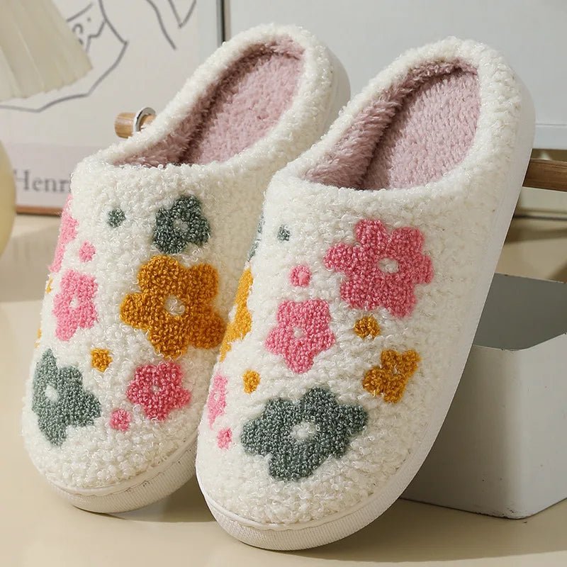 SaneShoppe - Women's Cartoon Slippers Winter Female Home Fluffy Shoes Indoor Plush Cute Red Love Flip - flops Warm Bedroom Slides Wholesale