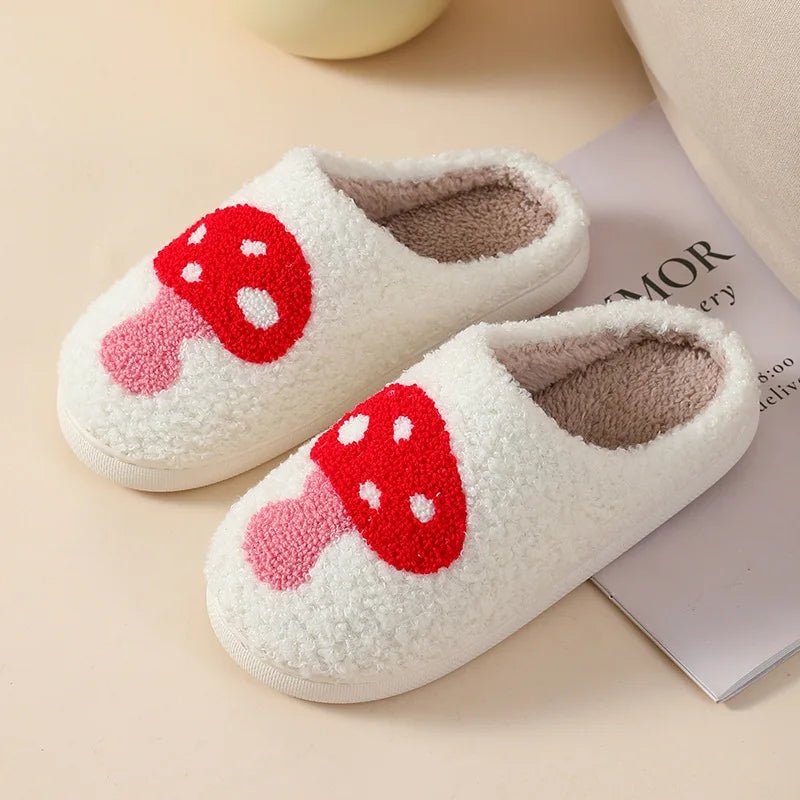 SaneShoppe - Women's Cartoon Slippers Winter Female Home Fluffy Shoes Indoor Plush Cute Red Love Flip - flops Warm Bedroom Slides Wholesale