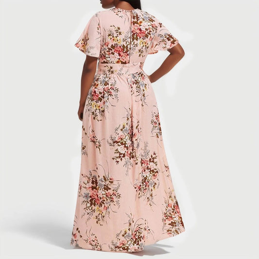 SaneShoppe - Women's Dress Plus Size Short Sleeve Boho Print Summer Women Floral Long Maxi Dresses A Line High Waist Loose Sundress Beachwear