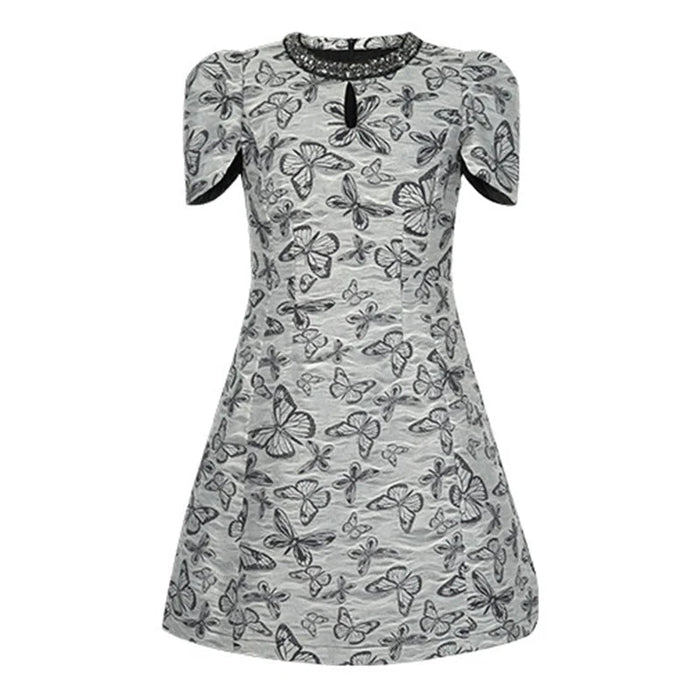 SaneShoppe - Women's French Elegant Prom Dress for Lady Retro Diamond Hollow Out Short Gown Femme Party Banquet Date Vestidos