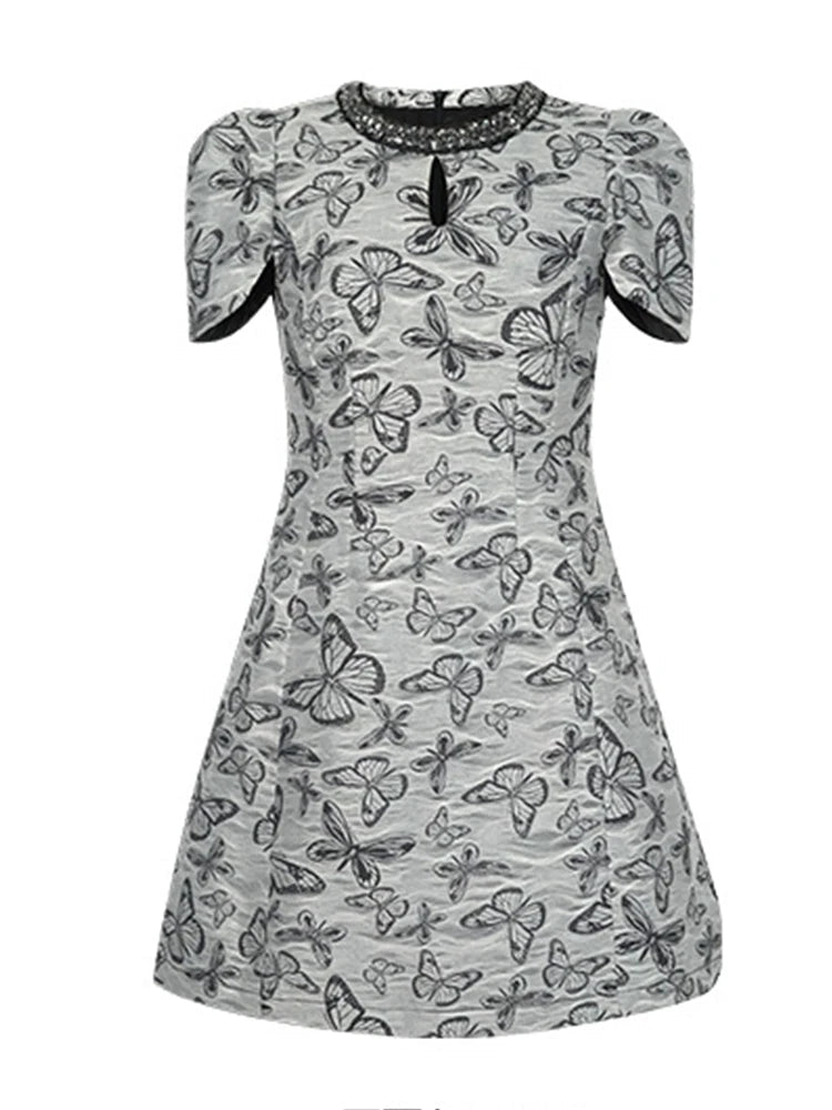 SaneShoppe - Women's French Elegant Prom Dress for Lady Retro Diamond Hollow Out Short Gown Femme Party Banquet Date Vestidos