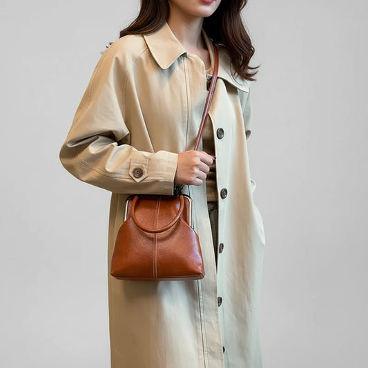 SaneShoppe-Fashionable Women's Vintage Leather Crossbody Bag for Evening Parties and Makeup