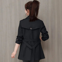 SaneShoppe - Women's Jacket 2024 New Spring Long Sleeves Stand Collar Casual Windbreaker Female Double - breasted With Belt Outerwear