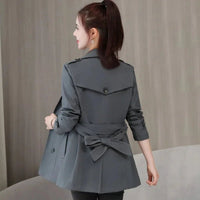 SaneShoppe - Women's Jacket 2024 New Spring Long Sleeves Stand Collar Casual Windbreaker Female Double - breasted With Belt Outerwear