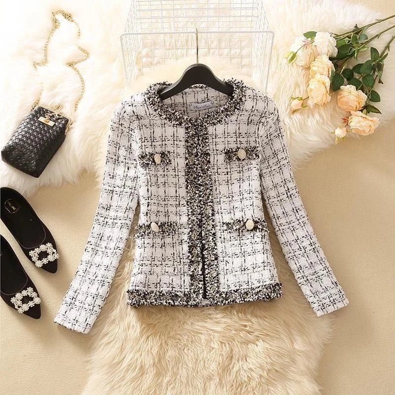 SaneShoppe - Women's Jackets Women's Jacket Spring new Trendy Ladies Short Joker Temperament Small Fragrant Tweed Coat Tweed Coat Cardigan