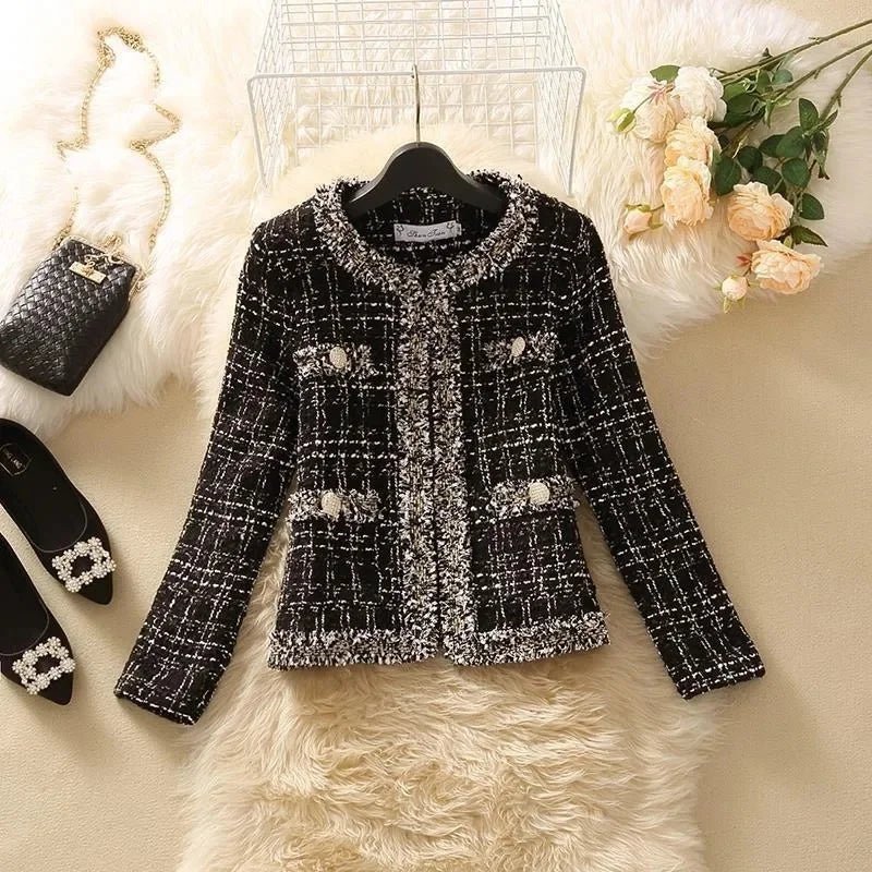 SaneShoppe - Women's Jackets Women's Jacket Spring new Trendy Ladies Short Joker Temperament Small Fragrant Tweed Coat Tweed Coat Cardigan