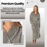 SaneShoppe - Women's Luxury Waffle Fleece Robe Soft Warm Long Dressing Gown with Belt and Pockets Loungewear by Daisy Dreamer