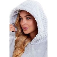SaneShoppe - Women's Oversized Plush Hooded Poncho Blanket Cozy Fleece Hoodie with Fur Hood Ideal for Lounging Camping Outdoor Warmth by Daisy Dreamer