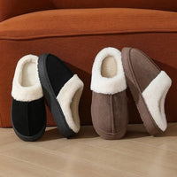 SaneShoppe-Thick Sole Plush Slippers with Fur Collar, Winter Outdoor Non-Slip Flip Flops