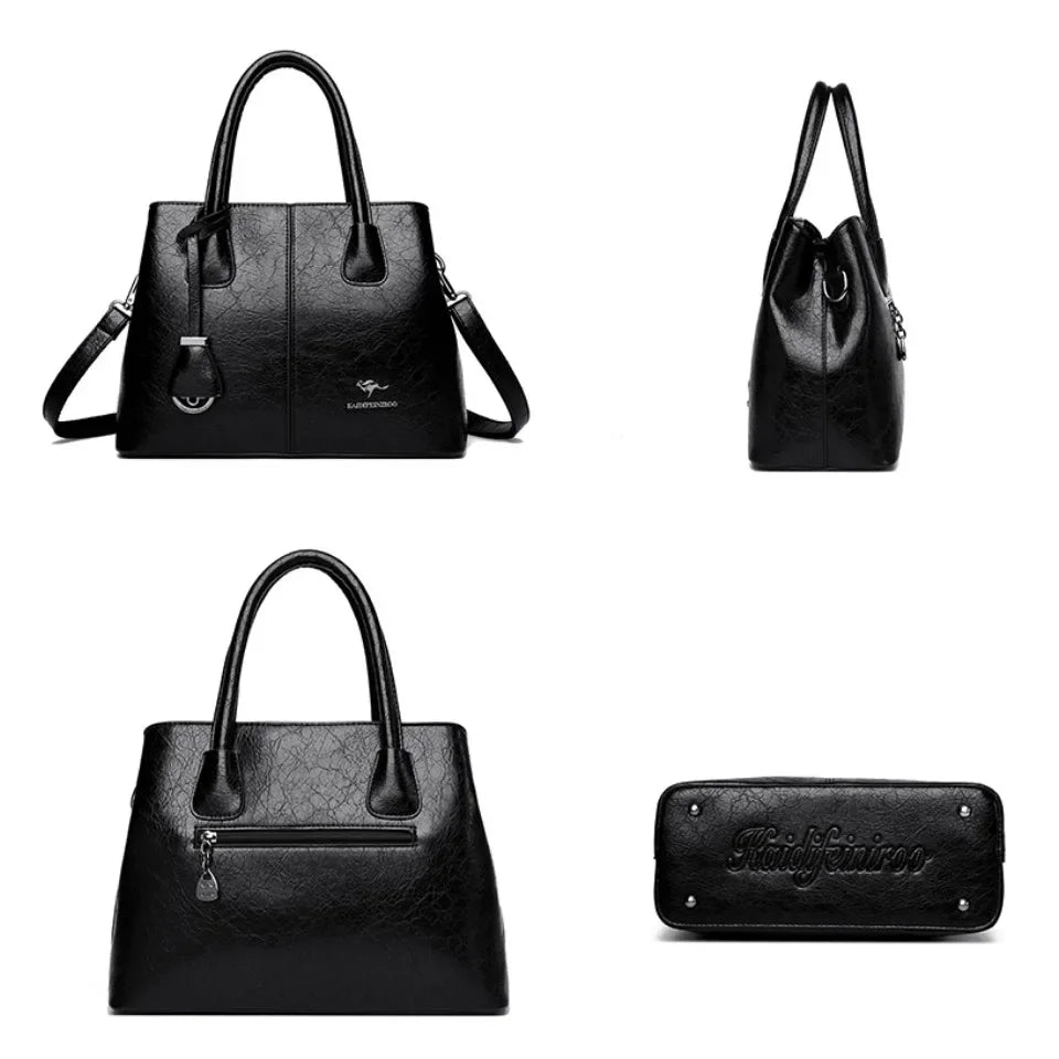 SaneShoppe - Women's PU Leather Handbags Ladies Large Tote Bag Female Square Shoulder Bags Bolsas Femininas Sac Fashion Crossbody Bags Purse