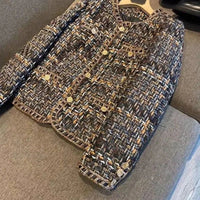 SaneShoppe - Women's Retro Tweed Cloth Coat, Korean Design Sense Woolen Coat, Padded Jacket, Casual, Brown, Female, Spring, Autumn, New