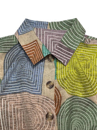 SaneShoppe - Women's Summer Geometric Printed Short - Sleeve Casual Shirt Dress, Suitable for Daily Wear