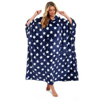 SaneShoppe - Women's Super Soft Oversized Hooded Poncho Blanket with Stars & Polka Dot Design for Indoor & Outdoor Use by Daisy Dreamer