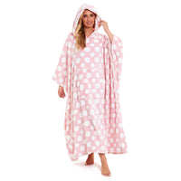 SaneShoppe - Women's Super Soft Oversized Hooded Poncho Blanket with Stars & Polka Dot Design for Indoor & Outdoor Use by Daisy Dreamer