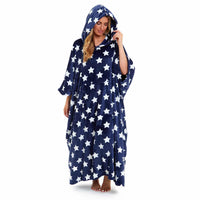 SaneShoppe - Women's Super Soft Oversized Hooded Poncho Blanket with Stars & Polka Dot Design for Indoor & Outdoor Use by Daisy Dreamer