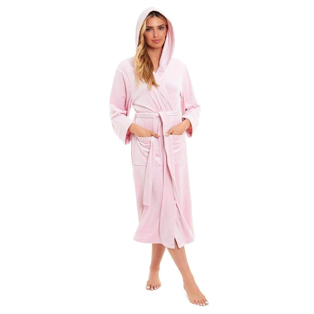 SaneShoppe - Women's Super Soft Plush Fleece Hooded Bathrobe Fluffy Velvet Loungewear Long Sleeve Cosy Winter Dressing Gown Spa Essential by Daisy Dreamer
