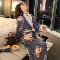 SaneShoppe-Women's Plush Velvet Bathrobe for Fall and Winter, Long or Extra-Long