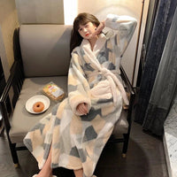 SaneShoppe-Women's Plush Velvet Bathrobe for Fall and Winter, Long or Extra-Long