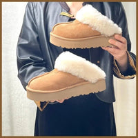 SaneShoppe-Fashionable Women's Sheepskin Snow Slippers with Wool Lining for Extra Warmth