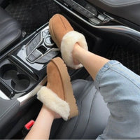 SaneShoppe-Fashionable Women's Sheepskin Snow Slippers with Wool Lining for Extra Warmth