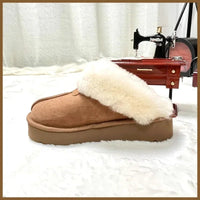SaneShoppe-Fashionable Women's Sheepskin Snow Slippers with Wool Lining for Extra Warmth