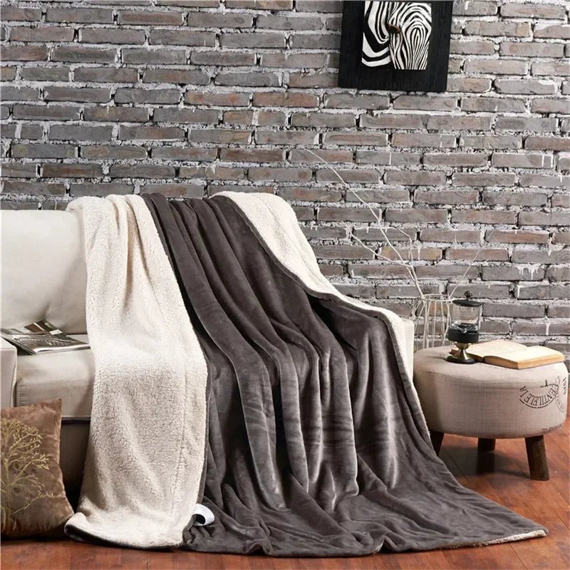 SaneShoppe - Wool Throw Blanket Keep Warm Winter Bed Blankets Double Sided Queen Duvet Cover Camping Double Bed Cover Bedspread On The Bed