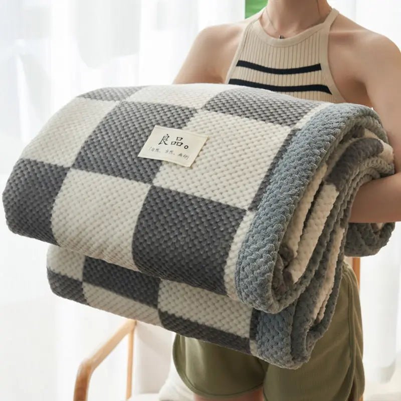 SaneShoppe - WOSTAR Chenille Yarn Knitted Thermal Blanket Warm Winter Crochet Handmade Knit Throw Bedspread Cozy Bed Cover Extra Large Size