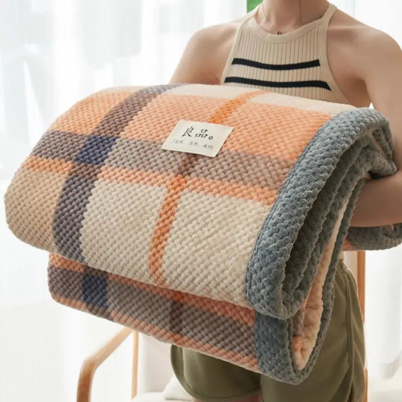 SaneShoppe - WOSTAR Chenille Yarn Knitted Thermal Blanket Warm Winter Crochet Handmade Knit Throw Bedspread Cozy Bed Cover Extra Large Size