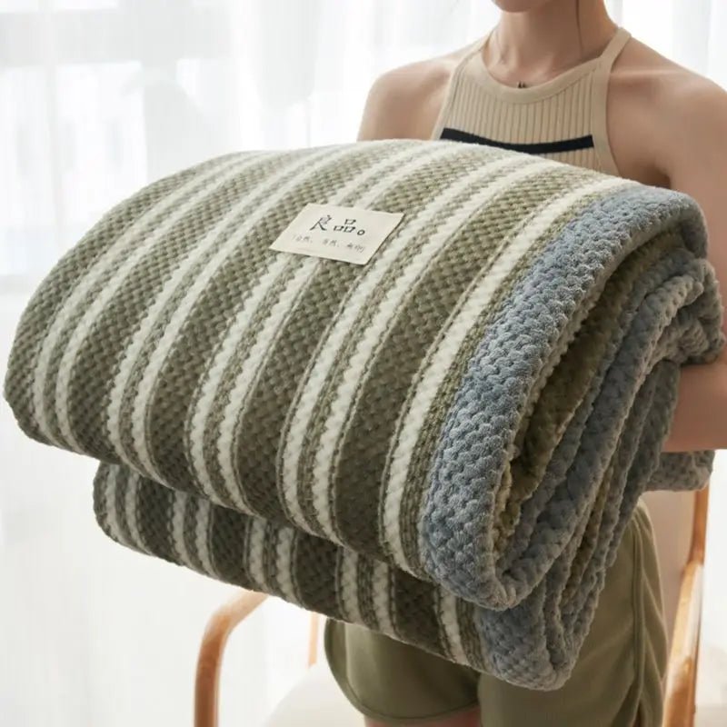 SaneShoppe - WOSTAR Chenille Yarn Knitted Thermal Blanket Warm Winter Crochet Handmade Knit Throw Bedspread Cozy Bed Cover Extra Large Size