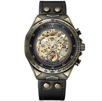 SaneShoppe-Men's Waterproof Automatic Mechanical Retro Watch with Genuine Leather Band