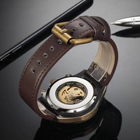 SaneShoppe-Men's Waterproof Automatic Mechanical Retro Watch with Genuine Leather Band