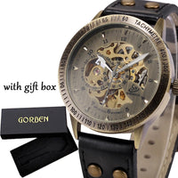 SaneShoppe-Men's Waterproof Automatic Mechanical Retro Watch with Genuine Leather Band