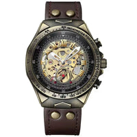 SaneShoppe-Men's Waterproof Automatic Mechanical Retro Watch with Genuine Leather Band