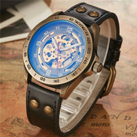SaneShoppe-Men's Waterproof Automatic Mechanical Retro Watch with Genuine Leather Band
