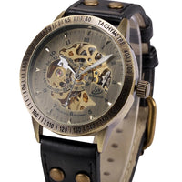 SaneShoppe-Men's Waterproof Automatic Mechanical Retro Watch with Genuine Leather Band