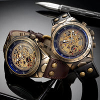 SaneShoppe-Men's Waterproof Automatic Mechanical Retro Watch with Genuine Leather Band