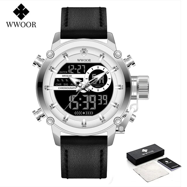 SaneShoppe-WWOOR Men's Luxury Business Digital Quartz Watch Sports Waterproof