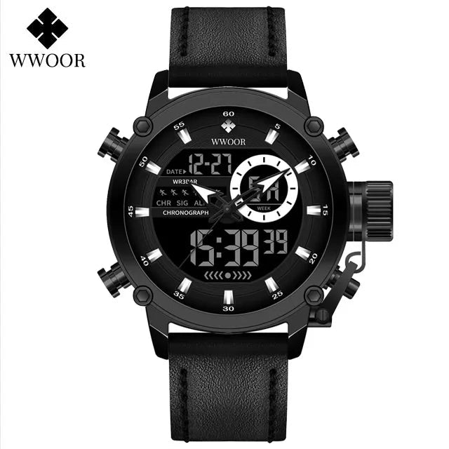 SaneShoppe-WWOOR Men's Luxury Business Digital Quartz Watch Sports Waterproof
