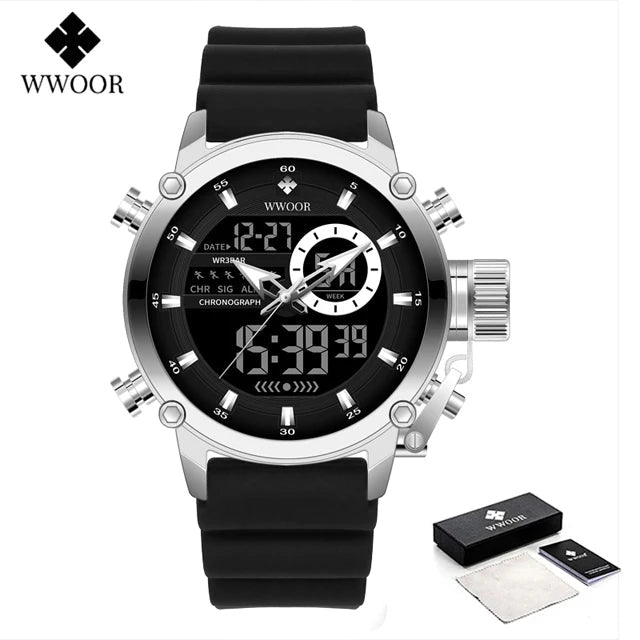 SaneShoppe-WWOOR Men's Luxury Business Digital Quartz Watch Sports Waterproof