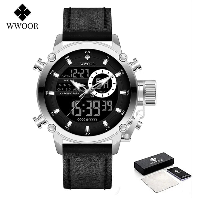 SaneShoppe-WWOOR Men's Luxury Business Digital Quartz Watch Sports Waterproof