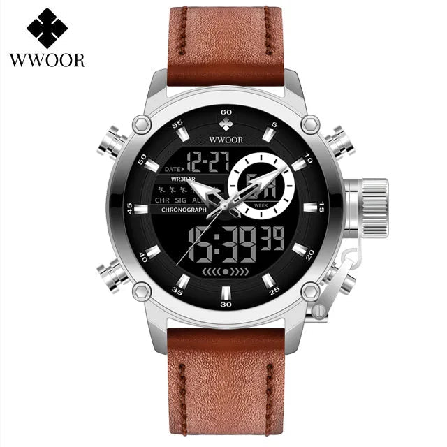 SaneShoppe-WWOOR Men's Luxury Business Digital Quartz Watch Sports Waterproof