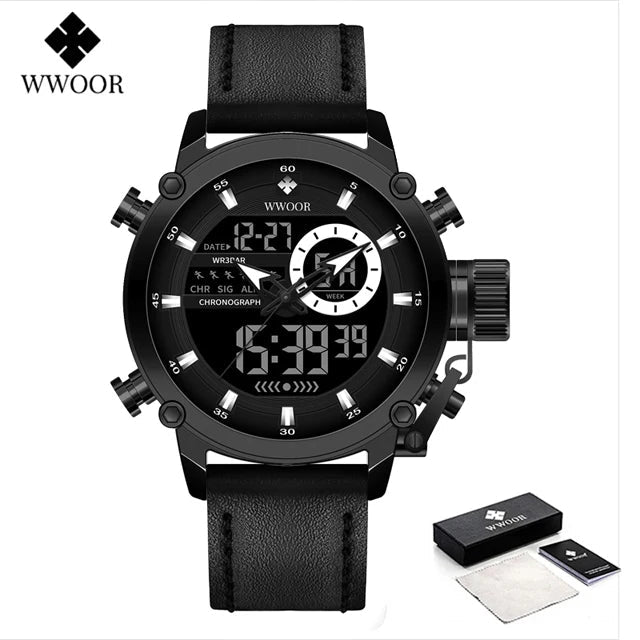 SaneShoppe-WWOOR Men's Luxury Business Digital Quartz Watch Sports Waterproof