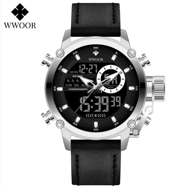 SaneShoppe-WWOOR Men's Luxury Business Digital Quartz Watch Sports Waterproof