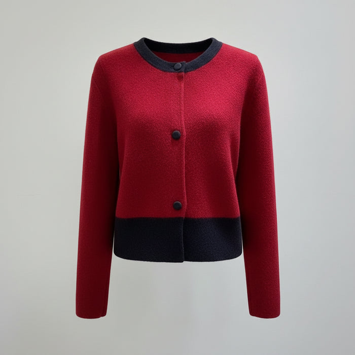 SaneShoppe-Xiaoxiangfeng Women's Contrast Sweater Jacket for Cozy Style in Autumn Winter Spring