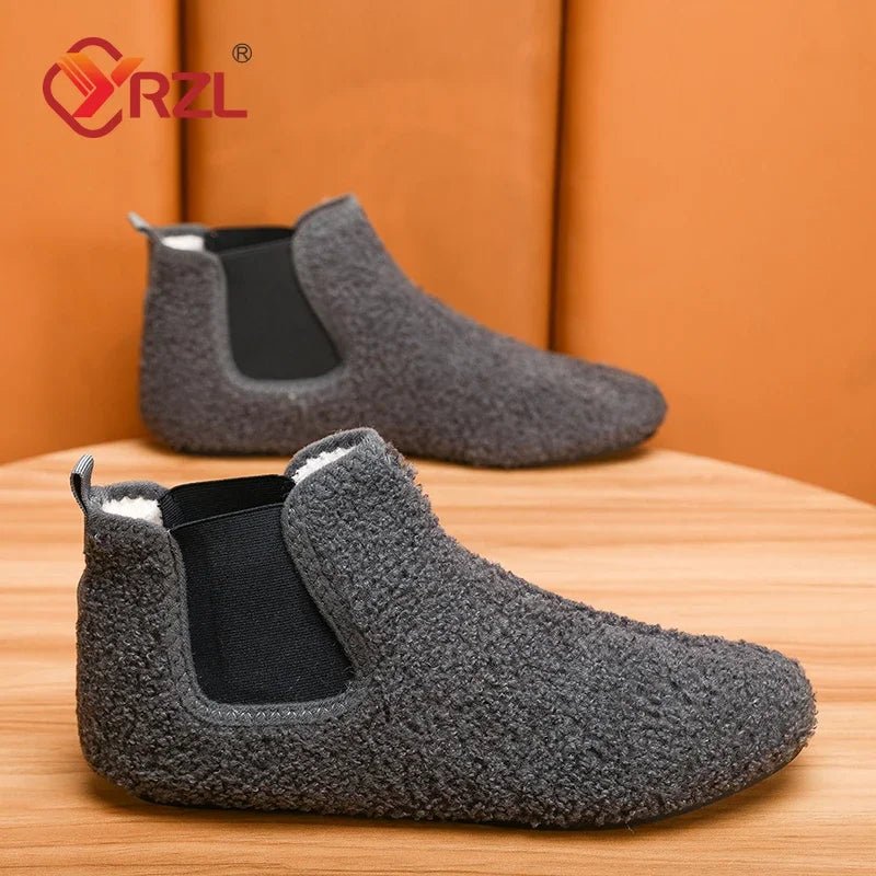 SaneShoppe - YRZL Winter Warm Cotton Shoes Men Indoor Home Slipper Thin Bottom Plush Cotton Man Casual Shoes Soft Sole Anti - slip Slippers Man