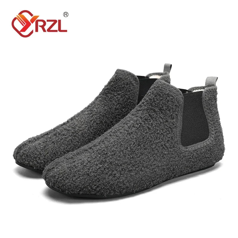 SaneShoppe - YRZL Winter Warm Cotton Shoes Men Indoor Home Slipper Thin Bottom Plush Cotton Man Casual Shoes Soft Sole Anti - slip Slippers Man