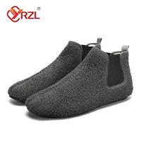 SaneShoppe - YRZL Winter Warm Cotton Shoes Men Indoor Home Slipper Thin Bottom Plush Cotton Man Casual Shoes Soft Sole Anti - slip Slippers Man