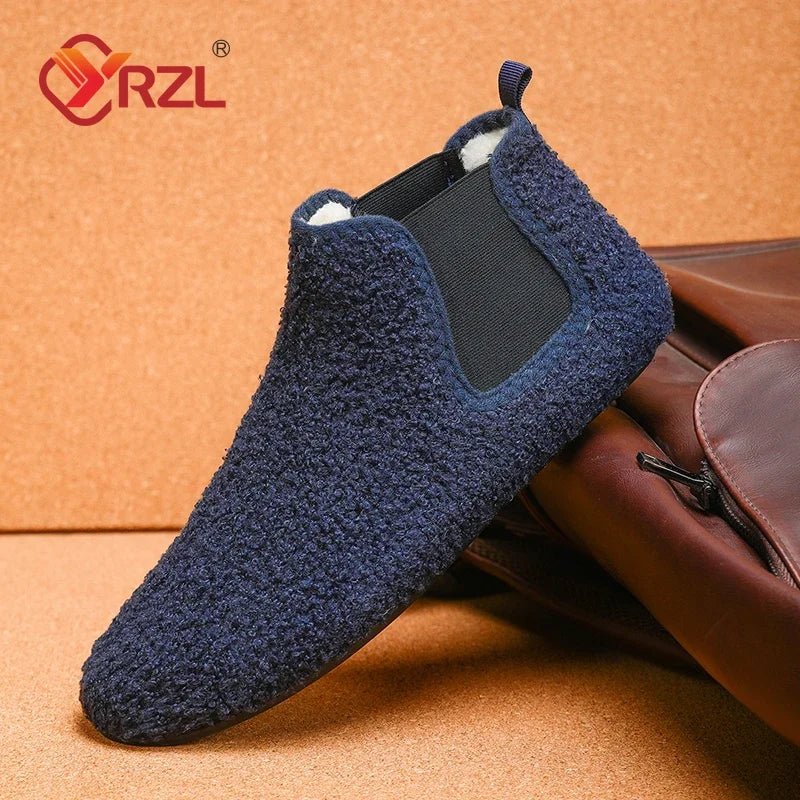 SaneShoppe - YRZL Winter Warm Cotton Shoes Men Indoor Home Slipper Thin Bottom Plush Cotton Man Casual Shoes Soft Sole Anti - slip Slippers Man